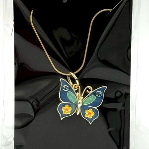 Upcycled Gucci Butterfly Pendant Necklace - Authentic, Stamped - Gold